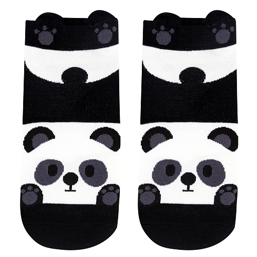 Носки короткие "Панда" (черно-белые) купить оптом